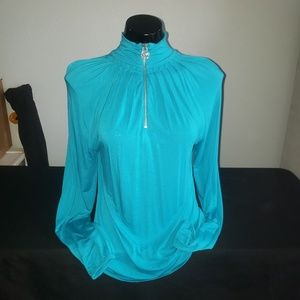 Michael Kors teal turtleneck zip up